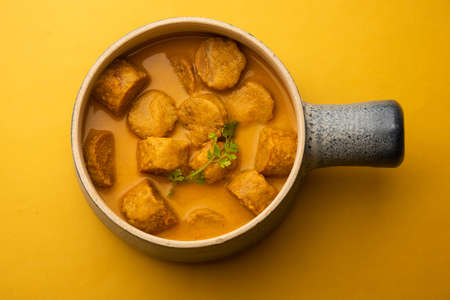 Besan Gatte Ki Sabzi or Gatta Curry Recipe, popular rajasthani menu for lunch or dinnerの写真素材