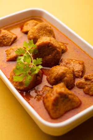 Besan Gatte Ki Sabzi or Gatta Curry Recipe, popular rajasthani menu for lunch or dinnerの写真素材