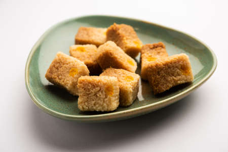 Indian Milk Cake kalakand or Alwar ka Mawa sweet served in a plate