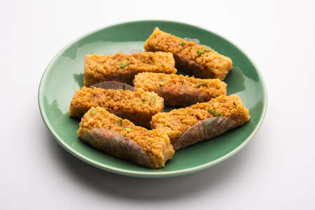 Indian Milk Cake kalakand or Alwar ka Mawa sweet served in a plateの写真素材