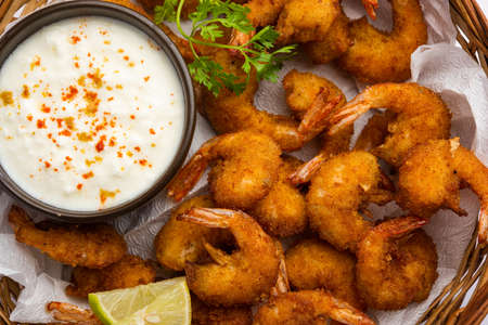 shrimp fritters or prawn bajji or jheenga pakodaÂ or kolambi or zinga pakora, Indian snack foodの写真素材