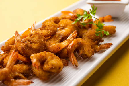 shrimp fritters or prawn bajji or jheenga pakodaÂ or kolambi or zinga pakora, Indian snack food