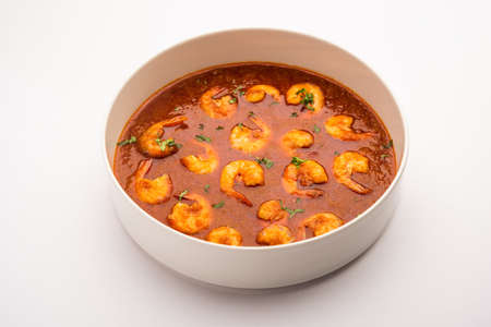 Goan Prawns or Shrimp curry or zinga masala also known as KolambiÂ kalwanÂ or Tikhleの写真素材