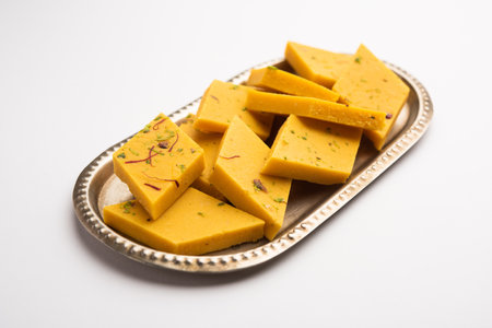Indian Sweet Food Badam Barfi or Katli Also Known As Almond Sweet burfi or Mithai, barfeeの写真素材