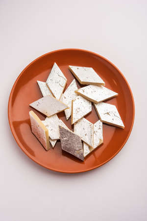 Kaju Katli, a popular indian sweet barfee, barfi or burfi made using milk, khoya, cachew and Sugarの写真素材