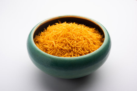Cheese flavoured Sev or bhujiya, tea time snack from India