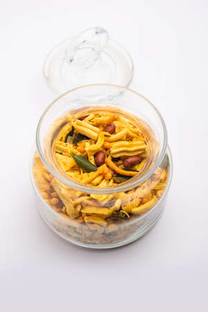 Bombay mix or Chanachur or Chiwda or farsan is an Indian snack mix, popular tea-time food from India