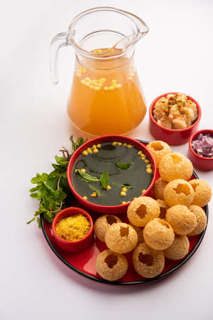 Panipuri or fuchka fhuchka or gupchup or golgappa or Pani ke Patake is a type of snack that originated in the Indian subcontinentの写真素材