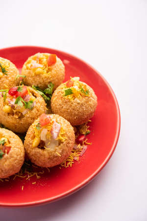 Aloo Sev Puri is a popular Indian roadside chat or chaat item