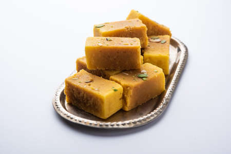 Mysore pak is an Indian sweet prepared in ghee. It originated in the city of Mysuruの写真素材