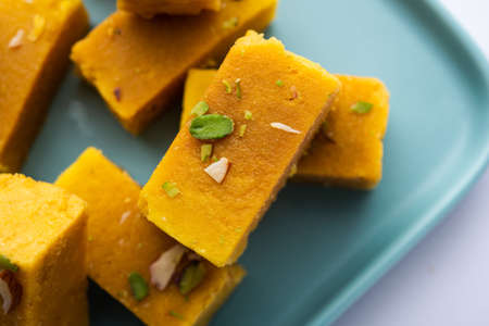 Mysore pak is an Indian sweet prepared in ghee. It originated in the city of Mysuruの写真素材