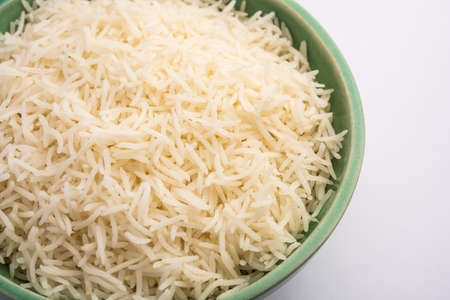 Cooked plain white basmati rice or steamed rice in bowlの写真素材
