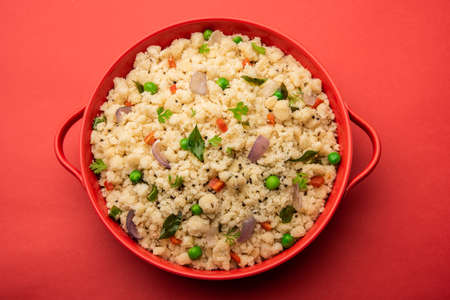Upma, uppumavu or uppittu is Indian popular breakfast dish, most common in South and Maharashtra