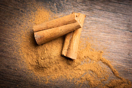 Cinnamon sticks and powder also known as Dalchini dust, Important ingradient from Indian spices