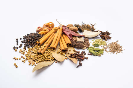 Indian Garam masala powder and colourful spices. selective focusの写真素材