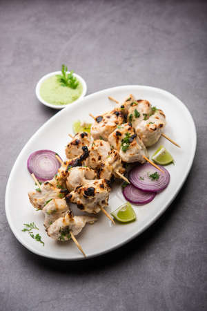 Malai Chicken Tikka or murgh malai is a mouthwatering juicy grilled chicken recipeの写真素材