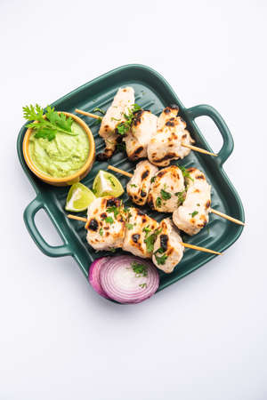 Malai Chicken Tikka or murgh malai is a mouthwatering juicy grilled chicken recipeの写真素材