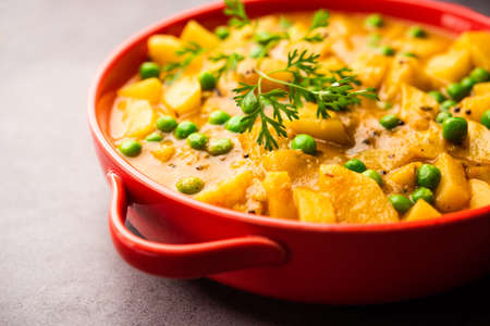 Aloo mutter is a Punjabi dish from the Indian subcontinent which is made from potatoes and peas in a...