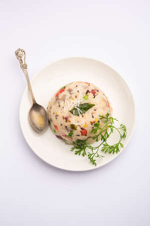 Upma, uppumavu or uppittu is Indian popular breakfast dish, most common in South and Maharashtraの写真素材