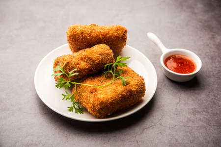 Box Patties, Delicious deep fried south Iasian pastry snack filled with something savory and Coated with Bread Crumbの写真素材