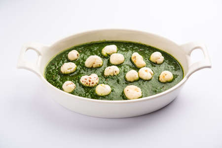 Palak makhana or Spinach lotus seeds curry or sabzi