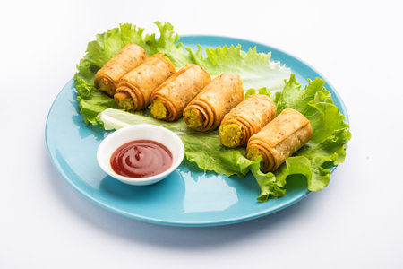 Potato Roll Samosa with Mashed alooの写真素材
