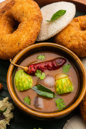 idli vada with sambar pr sambhar also called medu wada rice cake