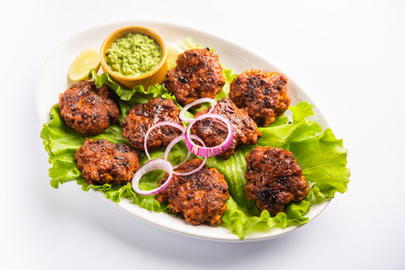 Tunde Ke Kabab, also known as Buffalo, chicken or meat galouti kebab, is a soft dish made out of minced meat which is popular in Indiaの写真素材