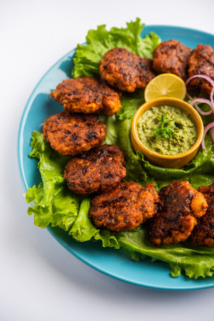 Tunde Ke Kabab, also known as Buffalo, chicken or meat galouti kebab, is a soft dish made out of minced meat which is popular in Indiaの写真素材
