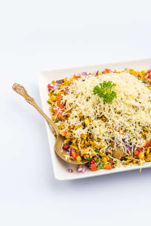 Cheesy Bhel or Cheese bhelpuri is a popular Indian roadside snack