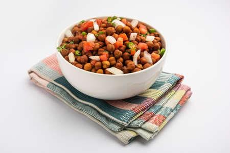 Chola Chana Chaat or black chana chaat with lemon
