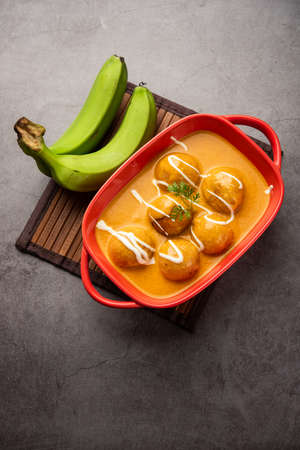 Banana Kofta curry also known as Kachche Kele Ke Kofte in Indiaの写真素材