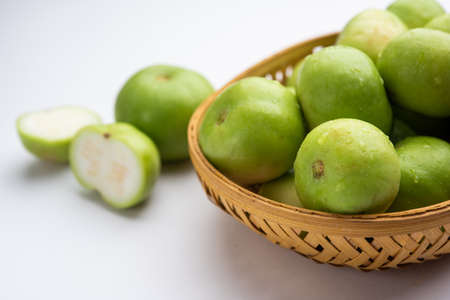 Raw Tinda, tinde also called dhemse, Apple Gourd, Baby Pumpkin, Indian Squash Round Melonの写真素材