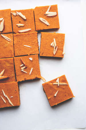 Besan burfi or Mohanthal roasted barfi - an indian sweet