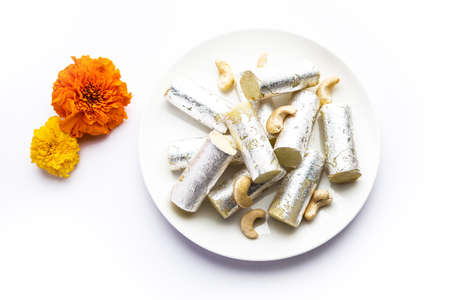 Kaju Roll mithai - A royal Traditional sweet made from cashew powder and mawa with sugar