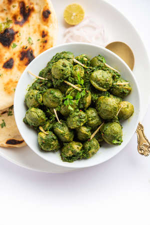 Soya Chunks Palak curry also known as Spinach Soyabean chunks sabzi or sabji, Healthy Indian food