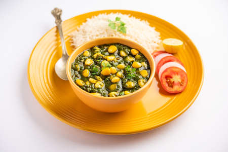 Palak sweet corn sabzi also known as Spinach Makai curry sabji, north Indian main course menu