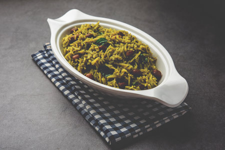 Palak khichdi is a one pot nutritious meal of mung lentils and rice with spinach, Indian food