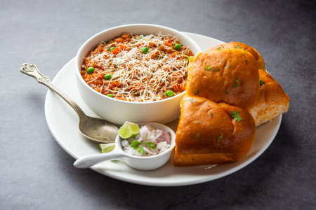 cheese Pav Bhaji Recipe is a  street food Bhaji-pav recipe with addition of cheeseの写真素材