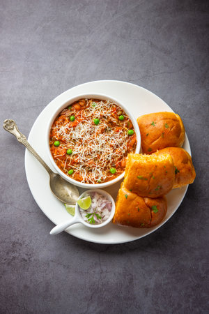 cheese Pav Bhaji Recipe is a  street food Bhaji-pav recipe with addition of cheeseの写真素材