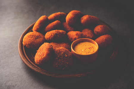 Macher Chop - Bengali style fish cutlet or pakora, a popular festival snack from west Bengalの写真素材