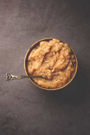 Khas Khas ka Halwa also called Post Halva or sheera or sooji made using poppy seeds, ghee and sugarの写真素材