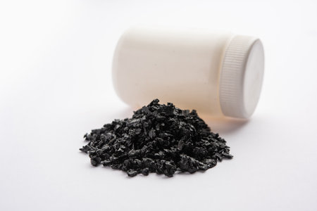 Shilajit or shilajeet is an ayurvedic medicine found primarily in the rocks of the Himalayasの写真素材
