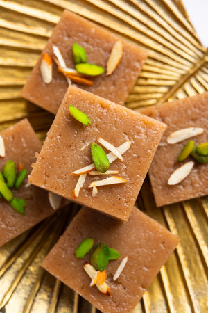 Singhara Barfi or Singhada burfiÂ or halwa made using water chestnut flour, fasting or upwas food