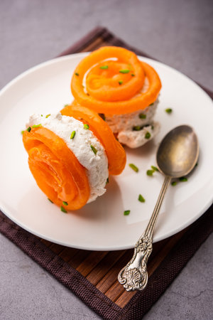 Jalebi Ice Cream, combination of Indian dessert with a twistの写真素材