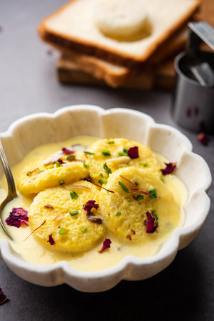 Bread Rasmalai is the tweaked version of traditional Ras malai using bread slices instead of paneerの写真素材