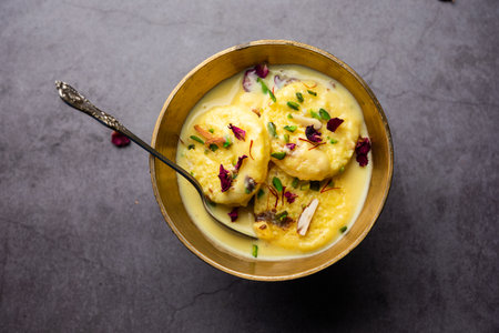 Bread Rasmalai is the tweaked version of traditional Ras malai using bread slices instead of paneerの写真素材