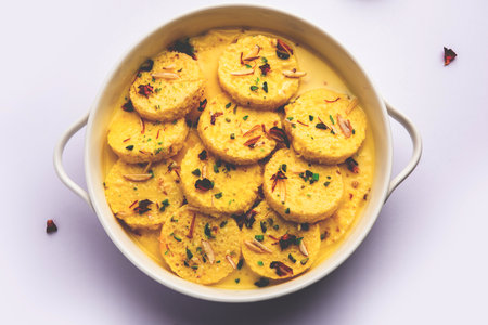 Bread Rasmalai is the tweaked version of traditional Ras malai using bread slices instead of paneerの写真素材