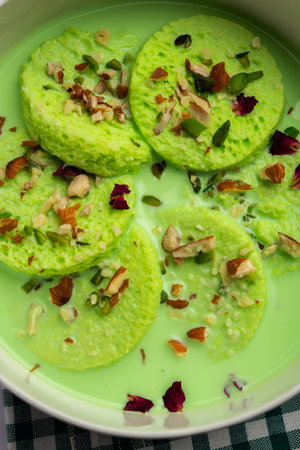 Pista Bread Rasmalai is the tweaked version of traditional Ras malai using bread slicesの写真素材