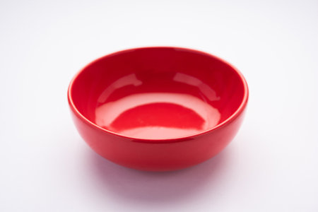 Empty Red ceramic bowl or containerの写真素材